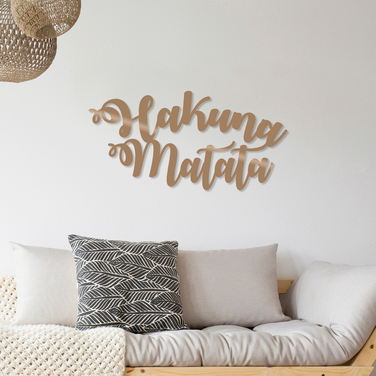 Decoratiune de perete, Hakuna Matata, 70 x 35 cm, Cupru - imagine 4